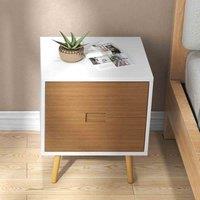 HOMCOM Bedside Table w/ 2 Drawers For Bedroom, Living Room