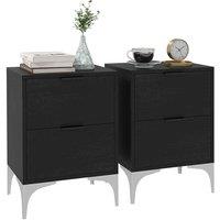 HOMCOM Bedside Tables Set of 2 w/ 2 Drawers For Bedroom, Living Room, Black