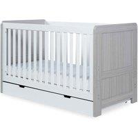 Ickle Bubba Pembrey Cot Bed Under Drawer And Premium Sprung Mattress - Ash Grey & White, Grey