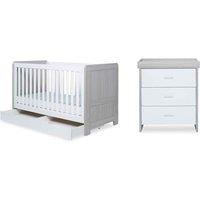 Ickle Bubba Pembrey 2 Piece Furniture Set Under Drawer And And Fibre Mattress - Ash Grey & White, Grey