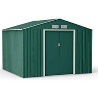 Storemore Lotus Orion Apex Metal Shed With Foundation Kit - 11x14 Dark Green, Green