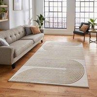 Think Rugs Apollo Grey/Gold Rectangle 120 x 170cm Polypropylene Modern Linear 2683, Grey