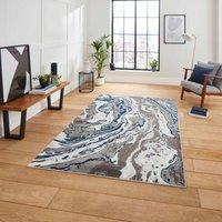 Think Rugs Apollo Grey/Navy Rectangle 080 x 150cm Polypropylene Modern Abstract GR584, Grey