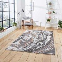 Think Rugs Apollo Grey/Rose Rectangle 080 x 150cm Polypropylene Modern Abstract GR584, Grey