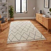 Think Rugs Boho Cream/Grey Rectangle 080 x 150cm Polypropylene Berber 8280, Brown