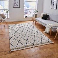 Think Rugs Boho White/Black Rectangle 080 x 150cm Polypropylene Berber 8280, Brown