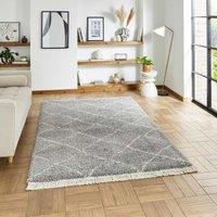 Think Rugs Sierra Dark Blue Half Moon 070 x 140cm Polypropylene Plain Shaggy 9000, Grey