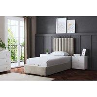 DS Living Evangeline Panel Divan Bed Beige with Headboard Small Single, Cream