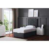 DS Living Seraphine Divan Bed Steel with Headboard Single, Grey