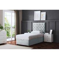 DS Living Seraphine Divan Bed Silver with Headboard Single, Silver