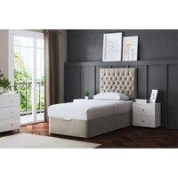 DS Living Seraphine Divan Bed Beige with Headboard Single, Cream