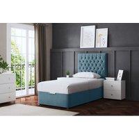 DS Living Seraphine Divan Bed Metallic Blue with Headboard Single, Blue