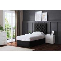 DS Living Seraphine Divan Bed Black with Headboard Single, Black