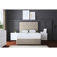 DS Living Seraphine Divan Bed with 2 Draw Beige with Headboard King, Cream