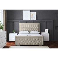DS Living Allegra Upholstered Divan Bed Beige with Headboard Super King, Cream