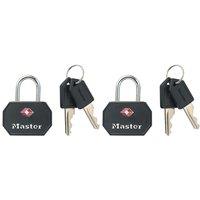 Master Lock 4681EURTBLK Pack Of 2 Key Travel Padlocks Tsa Certified Black 4 X 3 X 2.2 Cm, Black