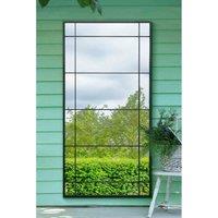Mirroroutlet Tabula - Black Metal Framed Window Wall Leaner Garden Mirror 71'' x 35'' (180cm x 90cm), Black