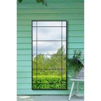 Mirroroutlet Tabula - Black Metal Framed Window Wall Leaner Garden Mirror 63'' x 31'' (160cm x 80cm), Black