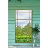 Mirroroutlet Tabula - Gold Metal Framed Window Wall Leaner Garden Mirror 63'' x 31'' (160cm x 80cm), Gold