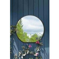 Mirroroutlet Circulus - Black Framed Flat Bottom Circular Garden Wall Mirror 33'' x 31'' (84cm x 80cm), Black