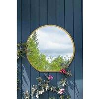 Mirroroutlet Circulus - Gold Framed Flat Bottom Circular Garden Wall Mirror 33'' x 31'' (84cm x 80cm), Gold