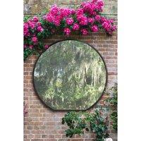 Mirroroutlet Circulus - Black Framed Flat Bottom Circular Garden Wall Mirror 50'' x 47'' (126cm x 120cm), Black
