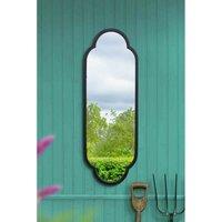 Mirroroutlet Duplici - Black Metal Framed Double Arched Oval Garden Wall Mirror 40'' x 14'' (102cm x 35.5cm), Black