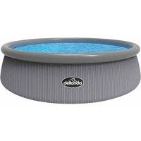 Dellonda 15ft Round Garden Kids Paddling Swimming Pool & Pump Grey Rattan, Grey