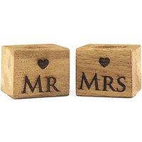 Selbrae House Set Of 2 Oak Egg Cups - Mr & Mrs, Brown