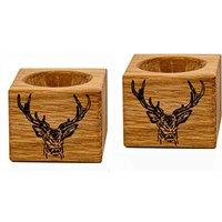 Selbrae House Set Of 2 Oak Egg Cups - Stag Prince, Brown