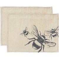 Selbrae House Set Of 2 Cotton Linen Place Mats 40 X 30Cm - Bee, White