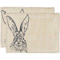Selbrae House Set Of 2 Cotton Linen Place Mats 40 X 30Cm - Hare, White
