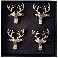 Selbrae House Set Of 4 Napkin Rings - Stag, Silver
