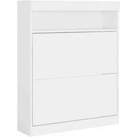 HOMCOM Wall Mounted Or Freestanding Shoe Cabinet With 2 Flip Drawers, Black, Black