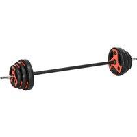 Sportnow 20Kg Adjustable Barbell Weights Set For Home Gym Strength Training, Black