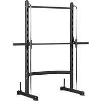 HOMCOM Adjustable Squat Rack With Pull Up Bar And Barbell Bar For Home Gym, Black