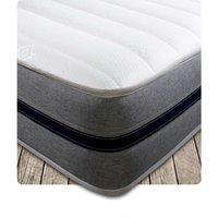 Starlight Beds Cooltouch Navy Stripe 2 Layer All Foam Support & Memory Foam Hybrid Memory Foam Mattress With White Border - Small Single, White