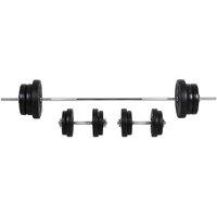 HOMCOM Dumbbells and Barbell Set w/ 65kg Adjustable Weights, Black