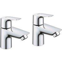 Grohe BauEdge Basin Pillar Taps, Silver