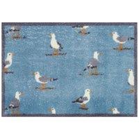 Turtle Mat Design Washable Doormat 60X85Cm Medium Multi-grip Shore Birds Blue By Sanderson, Blue