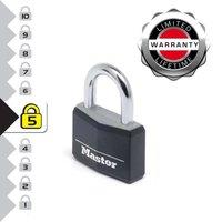Master Lock 9140EURQBLKNOP Pack Of 4 Key Padlocks In Aluminium With Vinyl Cover Black 4 X 5 9 X 1 3 Cm, Black