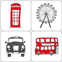 Victoria Eggs Set Of 4 London Skyline Coaster 10Cm, Multi