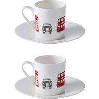 Victoria Eggs London Skyline Set Of 2 Espresso Cups And Saucers, Multi