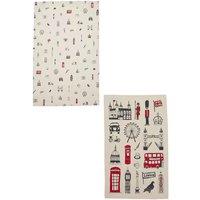 Victoria Eggs Simply London Tea Towel & Big Smoke Tea Towel, Multi