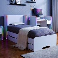 X Rocker Electra Rgb Single Gaming Bed With Storage And App Controlled Led Lights, White