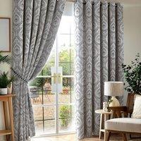 Luxury Living Victoria Blackout 90 X 90 Silver (ring Top Curtains), Silver