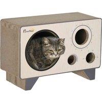 PawHut Radio Shape Cat Scratching Board With Catnip, Natural Wood Finish, Brown