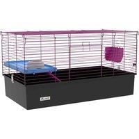 PawHut Small Animal Cage, Rabbit Guinea Pig Hutch, Pet Playhouse, Black, Black