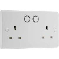 BG White Moulded 13A Smart Control Double Switched Socket Round Edge, White
