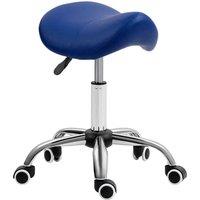 HOMCOM Pu Leather Saddle Stool W/ Moulded Padded Seat Adjustable Height Blue, Blue